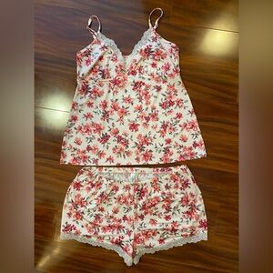 Marilyn Monroe White Pink Floral Lace-Trim Cami & Shorts Sleep Set XL